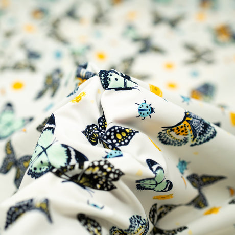 Printed Spandex Butterflies and Ladybugs Blue
