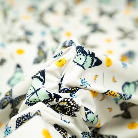 Printed Spandex Butterflies and Ladybugs Blue