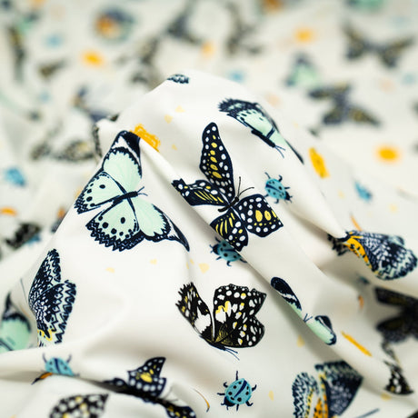 Printed Spandex Butterflies and Ladybugs Blue