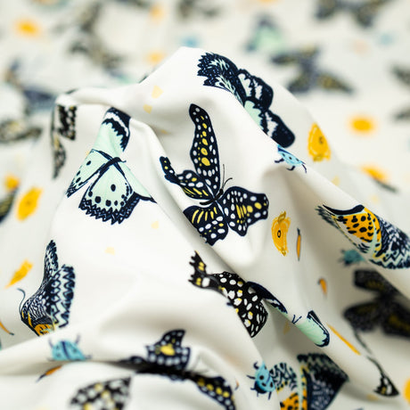 Printed Spandex Butterflies and Ladybugs Blue