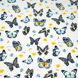 Butterflies And Ladybugs Printed Nylon Spandex Fabric - Blue, Butterflies And Ladybugs Print, 55/56" Width (1 Yard)