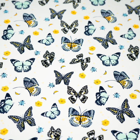 Printed Spandex Butterflies and Ladybugs Blue