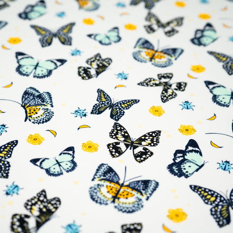 Printed Spandex Butterflies and Ladybugs Blue