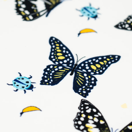 Printed Spandex Butterflies and Ladybugs Blue