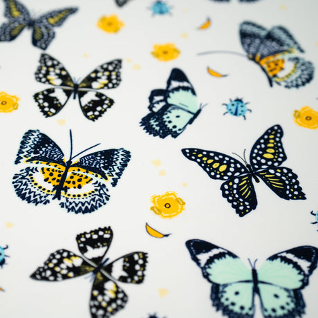 Printed Spandex Butterflies and Ladybugs Blue
