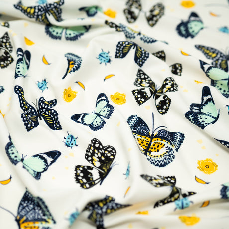 Printed Spandex Butterflies and Ladybugs Blue