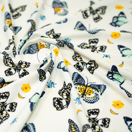 Printed Spandex Butterflies and Ladybugs Blue