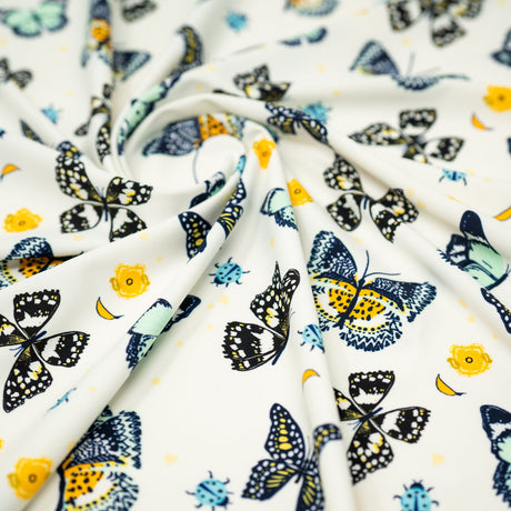 Printed Spandex Butterflies and Ladybugs Blue