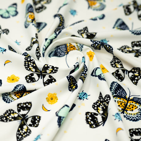Printed Spandex Butterflies and Ladybugs Blue