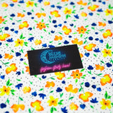 Printed Spandex Watercolor Flowers Black Dots