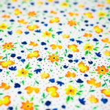 Watercolor Flowers And Black Dots Printed Nylon Spandex Fabric - Blue, Floral Dots, 55/56" Width (1 Yard)