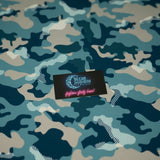 Fiji Camouflage Printed Nylon Spandex Fabric - Blue Camouflage Print, 55/56" Width (1 Yard)