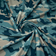 Fiji Camouflage Printed Nylon Spandex Fabric - Blue Camouflage Print, 55/56" Width (1 Yard)