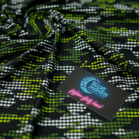 Printed Spandex Fabric Camouflage Plaid