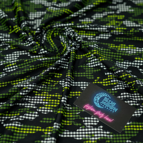 Printed Spandex Fabric Camouflage Plaid