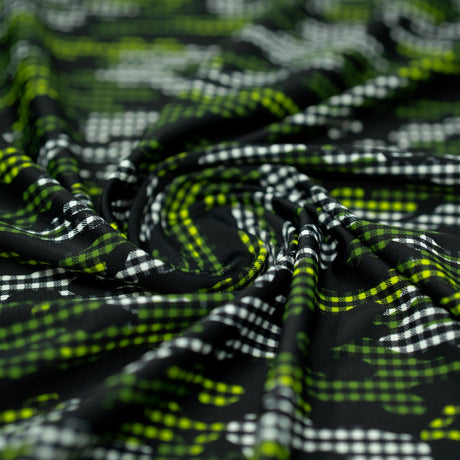 Camouflage Plaid Printed Nylon Spandex Fabric - Blue Camouflage Plaid, 55/56" Width (1 Yard)