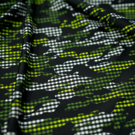 Printed Spandex Fabric Camouflage Plaid