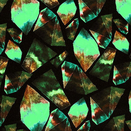 Radium Gem Stones Nylon Spandex Fabric - Blue Gem Stones Print, 55/56" Width (1 Yard)
