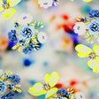 Crisp Bouquets On Blurry Ground Day Printed Nylon Spandex Fabric - Blue Floral Print, 55/56" Width (1 Yard)