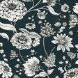 Unfinished Flowers On Blue Ground Nylon Spandex Fabric - Blue Floral Print, 55/56" Width (1 Yard)