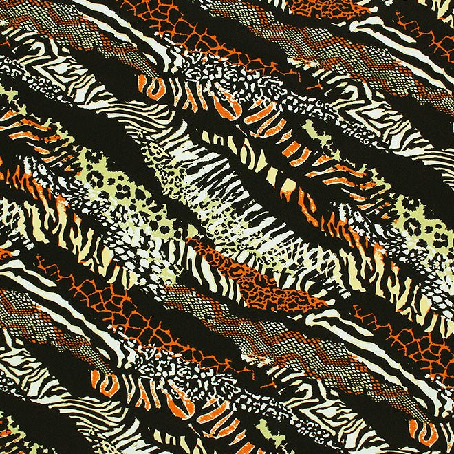 Jungle Slivers Nylon Spandex Fabric - Multicolor Jungle Print, 55/56" Width (1 Yard)