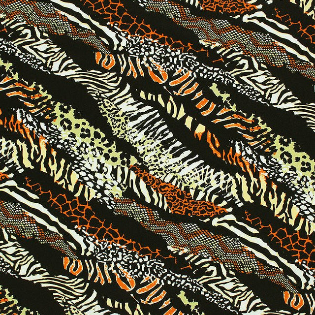 Jungle Slivers Nylon Spandex Fabric - Multicolor Jungle Print, 55/56" Width (1 Yard)