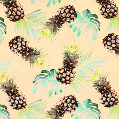 Printed Spandex Fabric Multicolor Pineapples