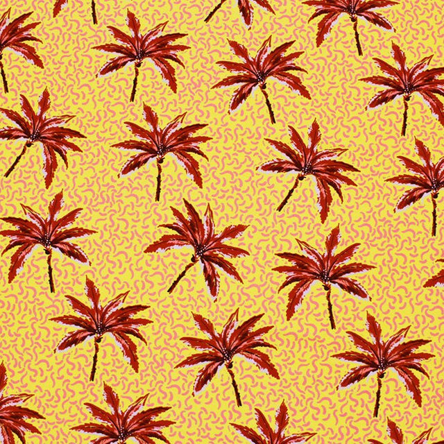Printed Spandex Palm Trees Multicolor