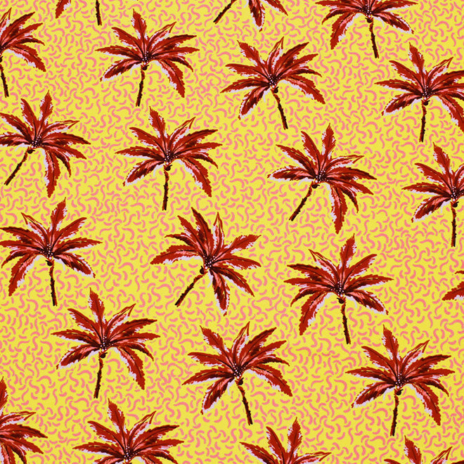 Palm Trees In The Sun Nylon Spandex Fabric - Multicolor Palm Trees Print, 55/56" Width (1 Yard)
