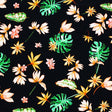 Printed Spandex Fabric Painted Monstera Leaves Multicolor