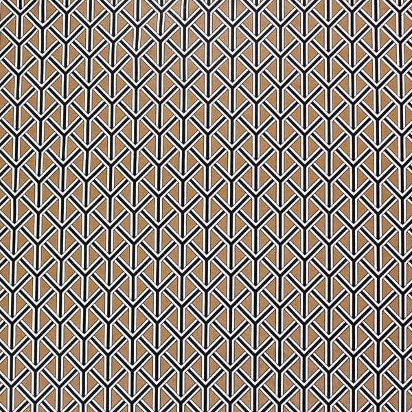Black And Gold Weave Printed Nylon Spandex Fabric - Black And Gold Weave Print, 55/56" Width (1 Yard)