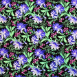 Printed Spandex Flowers and Baby's Breath Blue