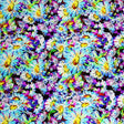 Butterflies Daisies Printed Nylon Spandex Fabric - Blue, Butterfly And Daisy Print, 55/56" Width (1 Yard)