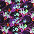 Black Purple Birds Of Paradise Nylon Spandex Fabric - Black Purple Birds Of Paradise Print, 55/56" Width (1 Yard)