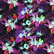 Printed Spandex Birds of Paradise Black Purple