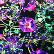 Digital Blooms Printed Nylon Spandex Fabric - Blue Floral Print, 55/56" Width (1 Yard)