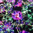 Digital Blooms Printed Spandex Fabric - Blue Floral Print, 55/56" Width (1 Yard)