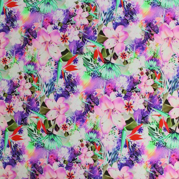 Printed Spandex Wild Tropical Flowers