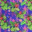 Printed Spandex Humming Bird Tropical Garden