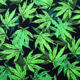 Printed Spandex Cannabis Leaf Black Green