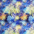 Digital Cat Palms Printed Nylon Spandex Fabric - Blue Cat Palms Print, 55/56" Width (1 Yard)