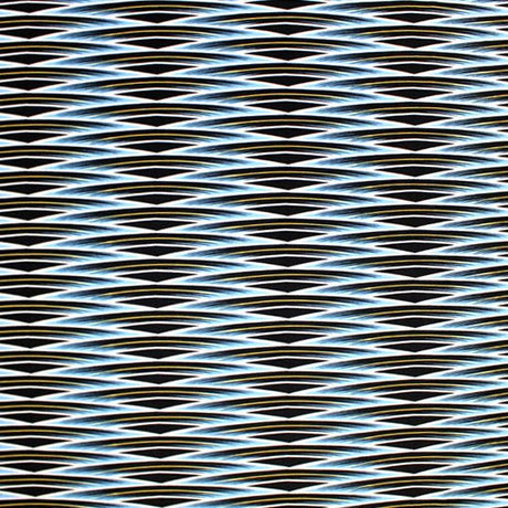 Printed Spandex Blue White Weaving Arches