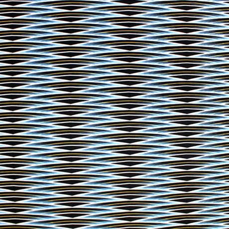 Weaving Arches Nylon Spandex Fabric - Blue White Printed, 55/56" Width (1 Yard)