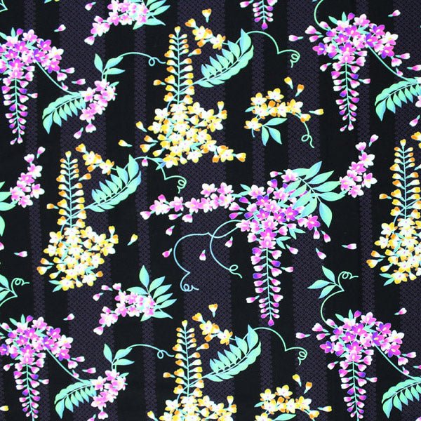 Printed Spandex Tossed Flowers In The Night