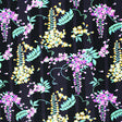 Tossed Flowers In The Night Nylon Spandex Fabric - Blue Floral Print, 55/56" Width (1 Yard)