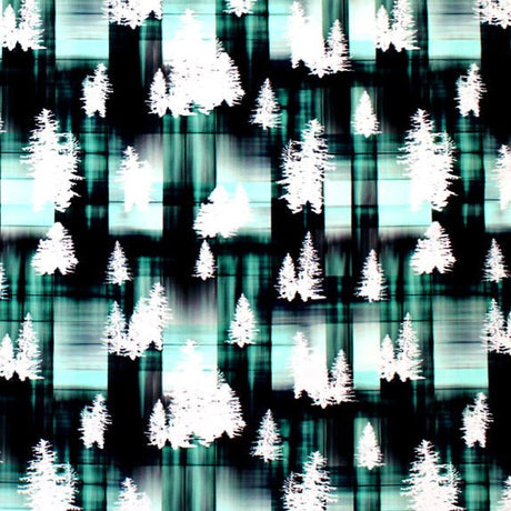 Printed Spandex Pine Forest Mint Black