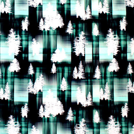 Pine Forest Mint Black Printed Nylon Spandex Fabric - Mint, Black Printed, 55/56" Width (1 Yard)