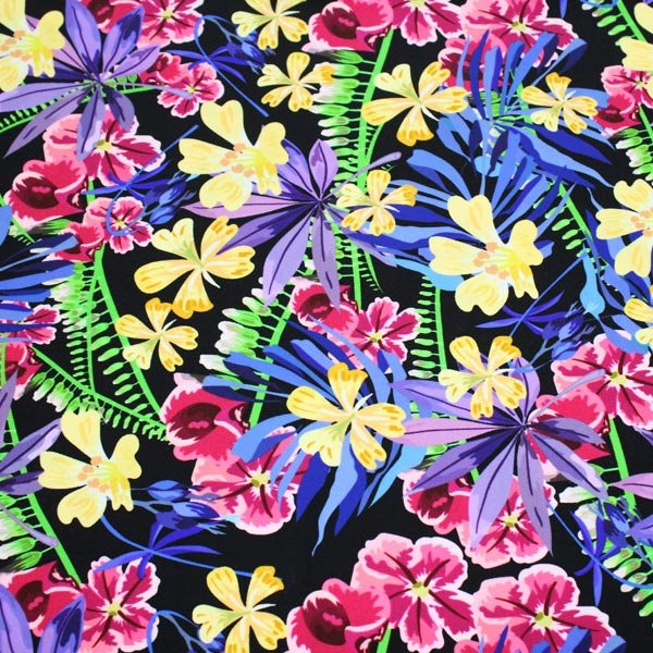 Printed Spandex Hawaiian Flowers and Fronds