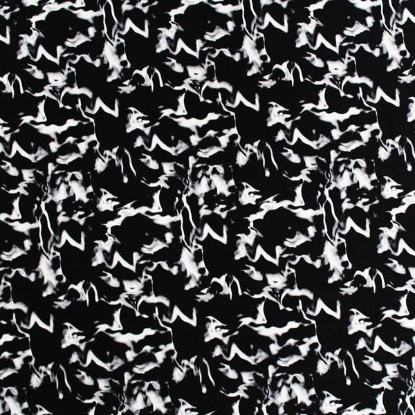 Marble Printed Spandex Fabric - Black/White Marble Print, 55/56" Width (1 Yard)