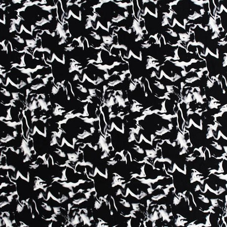 Marble Printed Spandex Fabric - Black/White Marble Print, 55/56" Width (1 Yard)